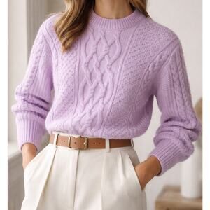 Christopher Kane Wool Cashmere Cable Knit Sweater Lavender Purple Italy Size M